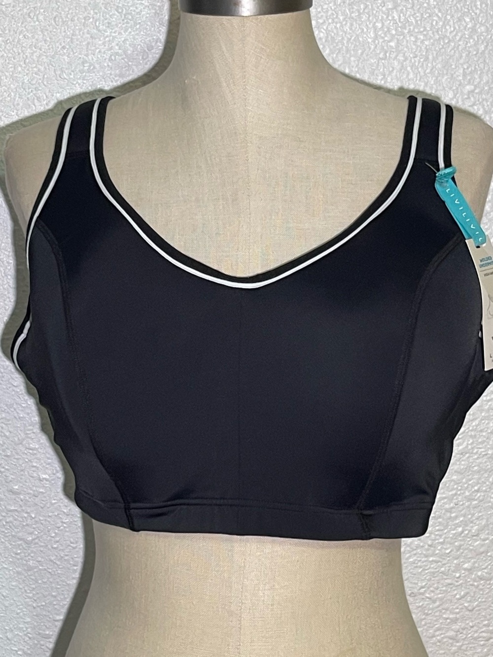 Love Women's molded underwire Black Bra with White Trim size 44c